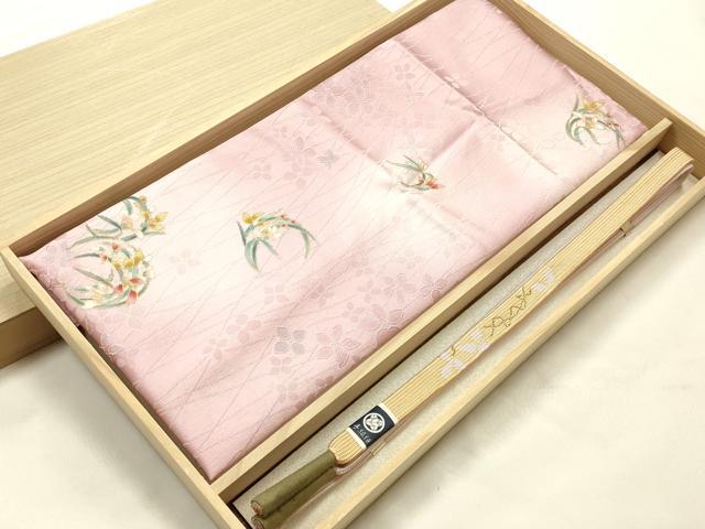 平和屋本店●和装小物　帯締め・帯揚げセット　高麗組 綾出し　草花文　蛍暈し　金糸　金彩　逸品　未使用　AABJ1116ay