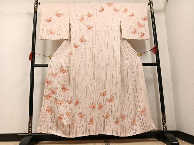 平和屋着物●訪問着　絞り　舞蝶文　正絹　逸品　AABJ1290ph