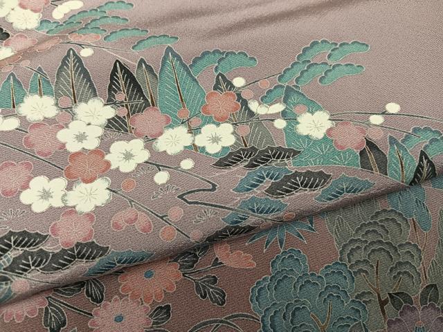 平和屋着物●訪問着　友禅　松竹梅　風景草花文　暈し染め　さが美扱い　正絹　逸品　未使用　AABJ1314ph_4