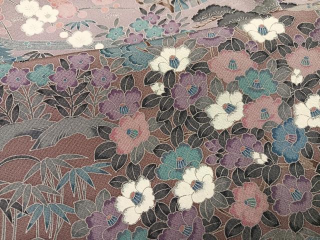平和屋着物●訪問着　友禅　松竹梅　風景草花文　暈し染め　さが美扱い　正絹　逸品　未使用　AABJ1314ph_5
