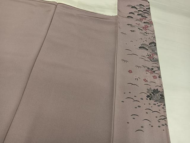 平和屋着物●訪問着　友禅　松竹梅　風景草花文　暈し染め　さが美扱い　正絹　逸品　未使用　AABJ1314ph_7