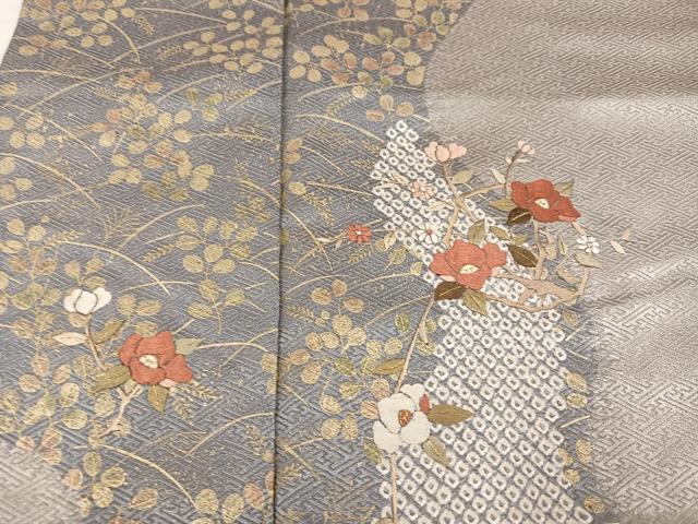 平和屋着物●訪問着　絞り　刺繍　枝花文　金彩　正絹　逸品　AABJ1325ph_3