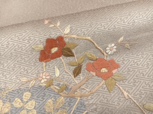 平和屋着物●訪問着　絞り　刺繍　枝花文　金彩　正絹　逸品　AABJ1325ph_5