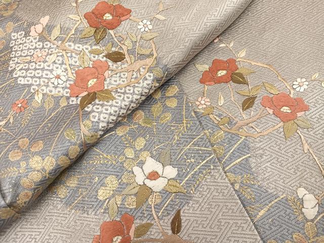 平和屋着物●訪問着　絞り　刺繍　枝花文　金彩　正絹　逸品　AABJ1325ph_6