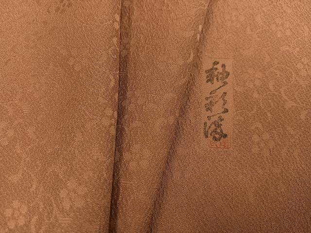 平和屋着物●上質な色無地　花唐草地紋　遠州茶色　松坂屋扱い　正絹　逸品　未使用　AABJ1362ph
