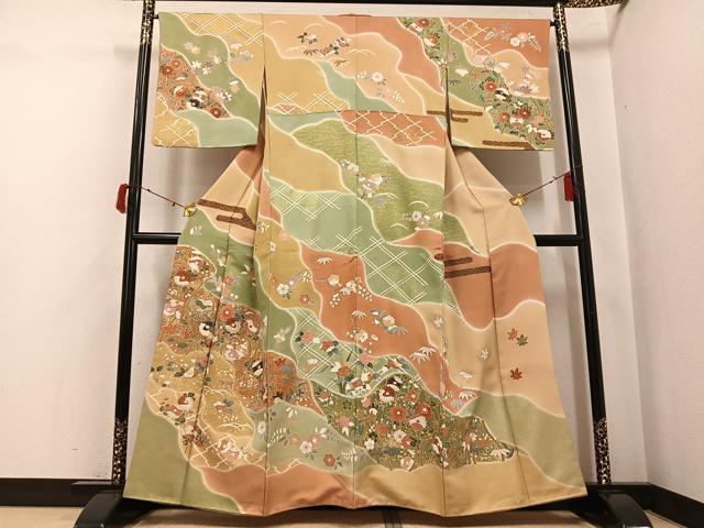 平和屋着物●訪問着　刺繍　草花文　暈し染め　金彩　正絹　逸品　AABJ2985ph 38,870円