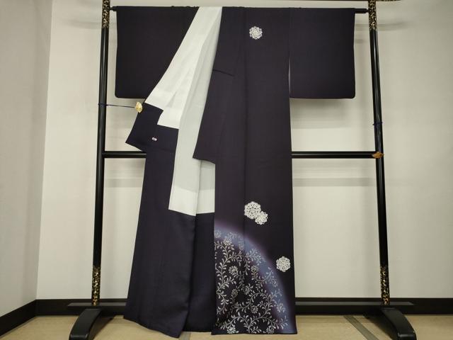 平和屋着物●訪問着　刺繍　飾花文　丹後ちりめん　暈し染め　金糸　銀彩　反端付き　さが美扱い　正絹　逸品　AABJ3146ck_1