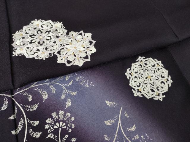 平和屋着物●訪問着　刺繍　飾花文　丹後ちりめん　暈し染め　金糸　銀彩　反端付き　さが美扱い　正絹　逸品　AABJ3146ck_4