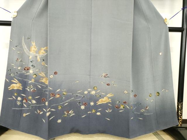平和屋着物●青山みとも　東京友禅　久呂田明功　訪問着　辻が花　兎花文　鬼しぼ縮緬　正絹　逸品　AABJ3150ck_2