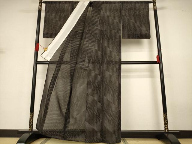 平和屋着物＊夏物　越後夏大島物語　変わり縞　証紙付き　正絹　逸品　未使用　AABJ3335jd_2