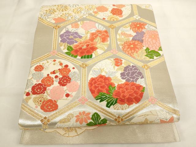 平和屋着物∵女の子　子供　全通柄袋帯　唐織　亀甲花丸文　金銀糸　逸品　AABJ5285ja 8,112円