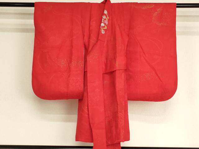 平和屋着物∵女の子　子供　長襦袢　袷　花車地紋　赤色　金彩　半衿刺繍　逸品　AABJ5306ja 9,880円