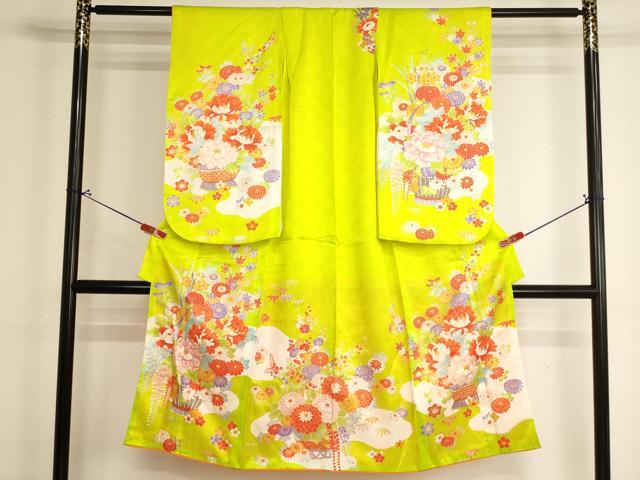 平和屋着物[]七五三　女の子　７歳　祝着　四つ身　駒刺繍　花籠文　金彩　洗える着物　AABJ5646ja 23,725円