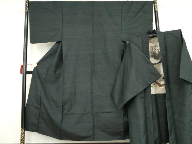 平和屋着物●男性　紬　アンサンブル　色無地　褐返色　正絹　逸品　AABJ8600cs