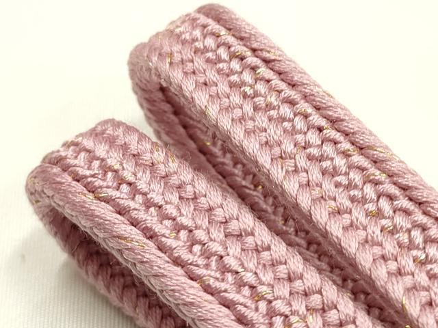 平和屋着物●和装小物　帯締め・帯揚げセット　平組　草花文　金糸　金彩　逸品　未使用　AABJ8973ay_2