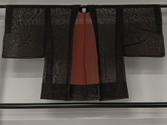 平和屋着物▽羽織　スリーシーズン　春夏秋　塵除け　草花文　黒地　正絹　逸品　未使用　AABJ9731jh 12,675円