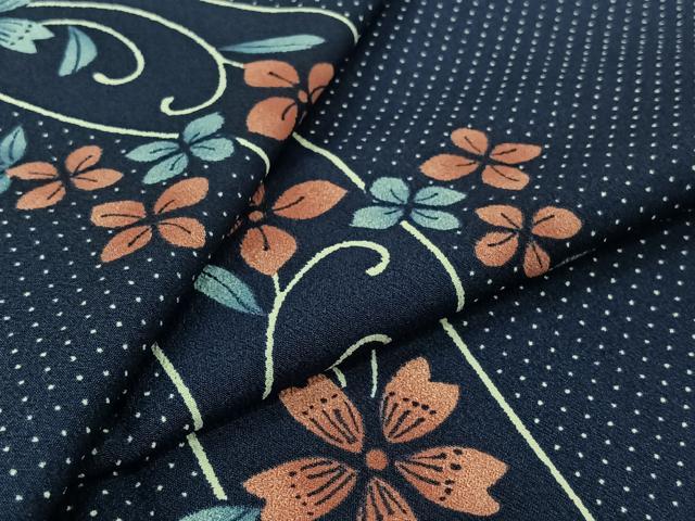 平和屋着物▽小紋　単衣　花唐草文　洗える着物　AABJ9789jh 12,506円