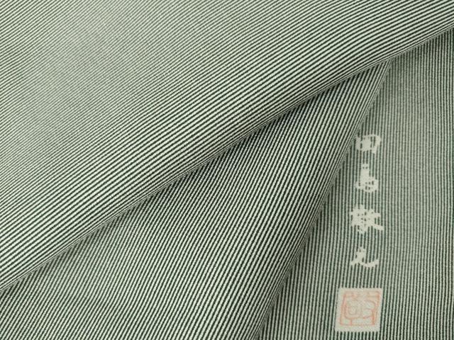 平和屋着物●伝統工芸士　田島敬之　江戸小紋　万筋　藍海松茶色×白色　まるやま扱い　正絹　逸品　AABK0034ck 38,025円