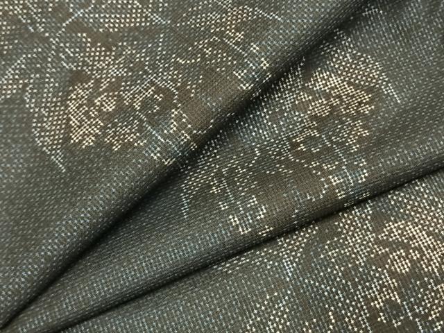 平和屋着物●本場大島紬　7マルキ　葡萄蔦の葉文　正絹　逸品　AABK1360fy