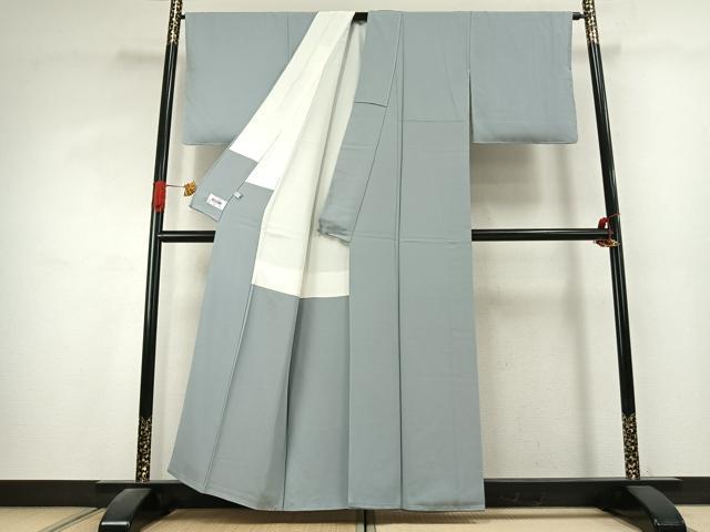 平和屋着物○上質な色無地 薄雲鼠色 正絹 逸品 未使用 AABK1453fyの