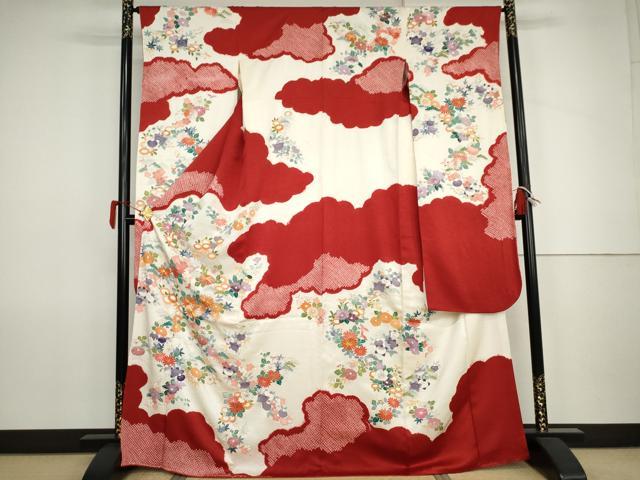 平和屋着物●豪華振袖　駒刺繍　絞り　吉祥草花文　金彩　正絹　逸品　AABK1691cs 35,490円