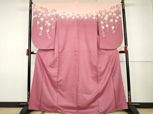 平和屋着物●小振袖　二尺袖　枝垂れ桜　洗える着物　AABK1730cs