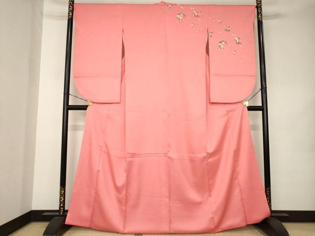 平和屋着物●小振袖　二尺袖　花丸文　洗える着物　AABK1859ck