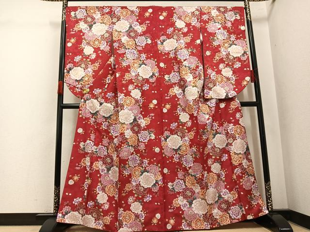 平和屋着物●小振袖　二尺袖　花尽くし　金彩　洗える着物　AABK2133ph
