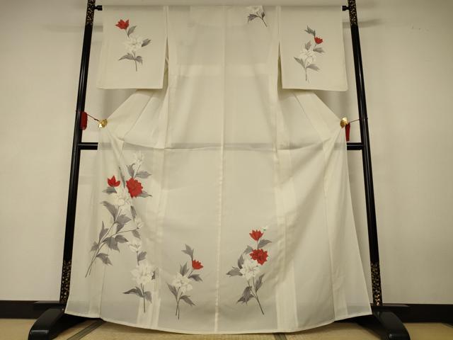 平和屋着物＊夏物　訪問着　絽　手描き　草花文　正絹　逸品　AABK4095jd 16,614円