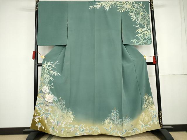 平和屋着物●本加賀友禅作家　栂野朗　訪問着　松竹梅文　暈し染め　正絹　逸品　AABK4524cs