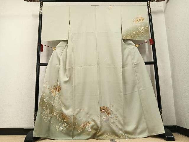平和屋着物●訪問着　駒刺繍　地紙花文　暈し染め　金彩　正絹　逸品　AABK7079ph 35,490円