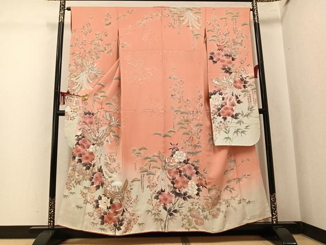 平和屋着物●豪華振袖　鳳凰花文　暈し染め　金彩　正絹　逸品　AABK7080ph
