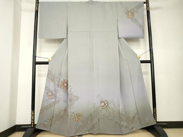 平和屋着物●訪問着　総刺繍　中国三大刺繍　スワトウ刺繍　汕頭刺繍　箔散らし更紗花文　暈し染め　金糸　正絹　逸品　AABK7400ck 30,420円