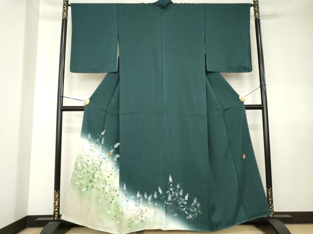 平和屋着物●和紙染染色作家・植村彩弘　訪問着　雀　草花　暈し染め　金彩　正絹　逸品　AABK7407ck 33,800円