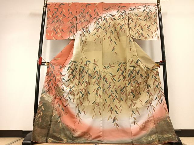 平和屋着物●訪問着　舞蝶文　暈し染め　銀彩　銀通し地　ロング丈　正絹　逸品　AABK8112fy 32,110円