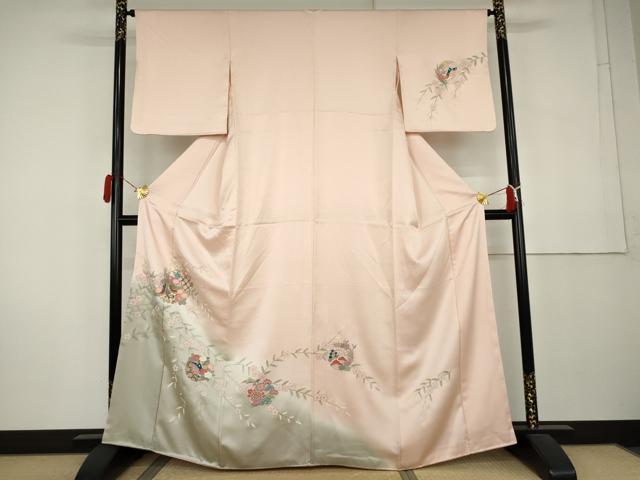 平和屋着物●訪問着　雪輪花鳥舞蝶松文　暈し染め　金彩　正絹　逸品　AABK8713cs 30,420円