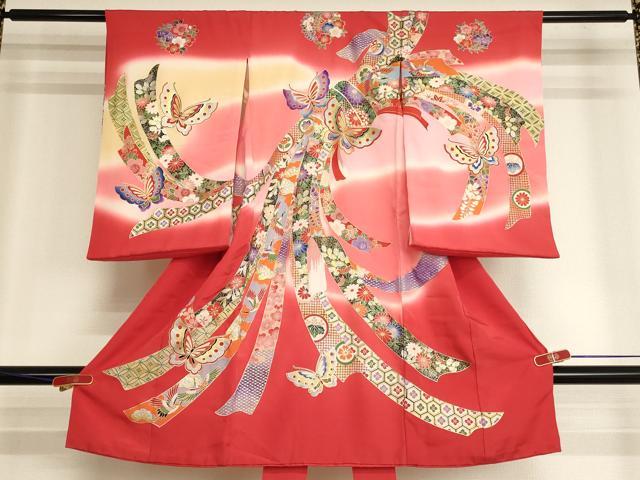 平和屋着物[]お宮参り　女の子　祝着　産着　初着　のしめ　束ね熨斗花蝶文　暈し染め　金銀彩　正絹　逸品　AABK9162ja 19,240円