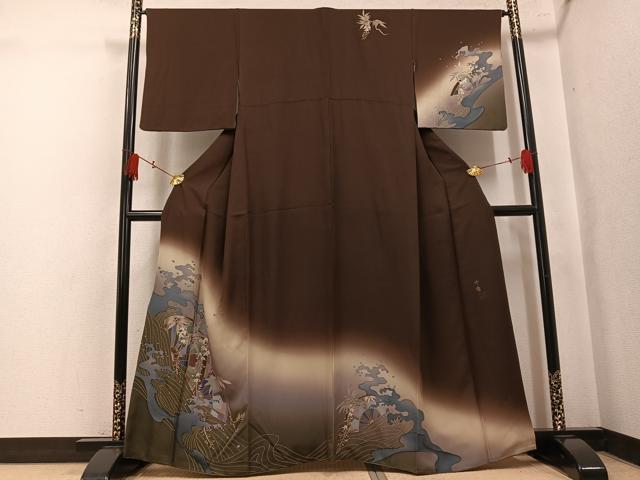 平和屋着物●訪問着　作家物　千尋　片輪車草花文　暈し染め　金彩　鈴乃屋扱い　正絹　逸品　AABK9933ph