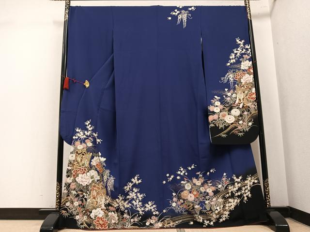 平和屋着物●豪華振袖　駒刺繍　御所車花文　暈し染め　金彩　正絹　逸品　AABL0605ph 35,490円