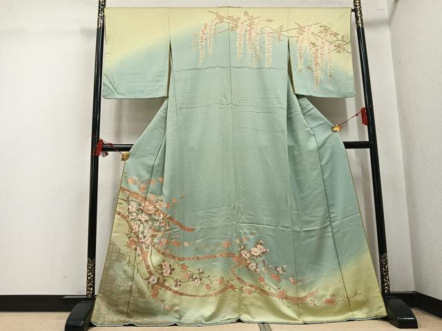 平和屋着物●訪問着　駒刺繍　枝花文　暈し染め　金彩　正絹　逸品　AABL0606ph 35,490円