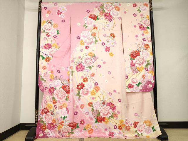 平和屋着物●豪華振袖　刺繍　花毬文　金糸　ロング丈　正絹　逸品　AABL2042ck