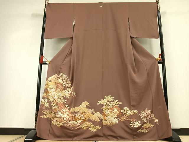 平和屋着物●豪華色留袖　中国三大刺繍　相良刺繍　総刺繍　作家物　松竹梅　風景文　金糸　正絹　逸品　未使用　AABL2923fy