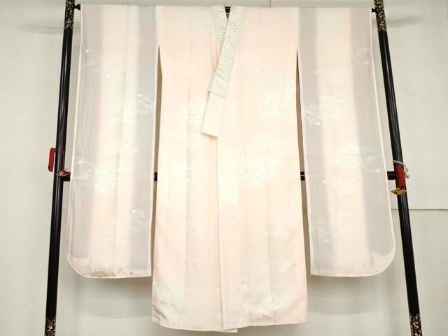 平和屋着物●振袖用長襦袢　袷　短冊花地紋　暈し染め　半衿刺繍　正絹　逸品　AABL6433cs