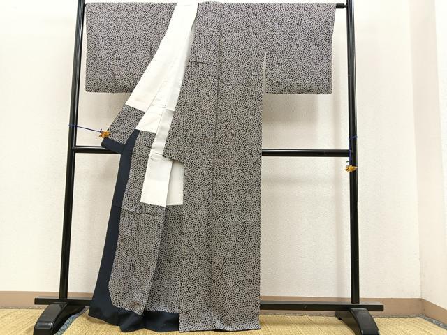 平和屋着物▽江戸小紋 単衣 京友禅 宝尽くし文 反端付き 正絹