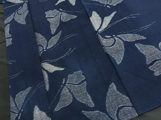 平和屋着物▽久留米絣 単衣 綿 舞蝶文 逸品 BAAM7883pm