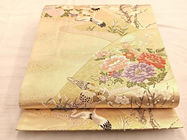 平和屋2◎爪掻き本綴れ 八寸名古屋帯 抽象文様 金糸 逸品