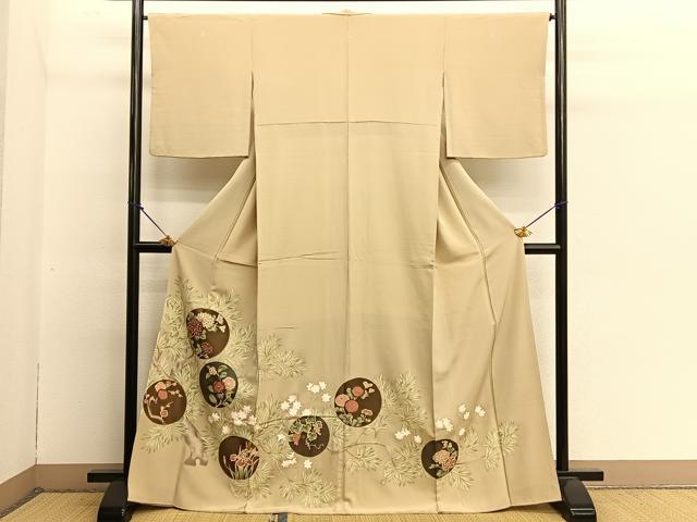平和屋着物●豪華色留袖　駒刺繍　花丸文　金彩　正絹　逸品　BAAN8744pm