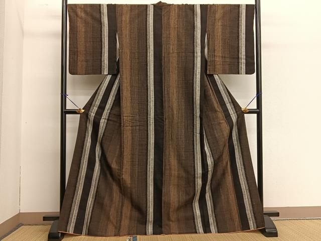 平和屋着物●上質な紬  縞　正絹　逸品　未使用　BAAO1872pm