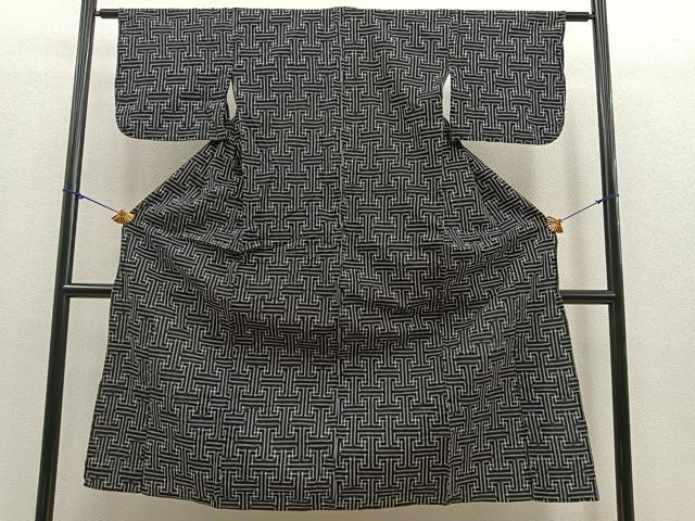 平和屋着物▽久留米絣　単衣　亀甲花青海波　胴抜き仕立て　綿　逸品　AAAM4223ck 平和屋着物▽久留米絣 単衣 亀甲花青海波 胴抜き仕立て 綿