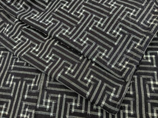 平和屋着物▽久留米絣　単衣　綿　秋名バラ柄　逸品　BAAO2983ph